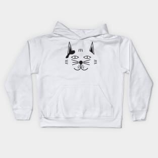 Black White Cartoon Cat Head Kids Hoodie